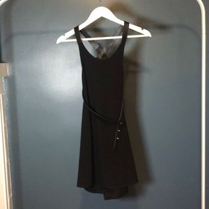 THEORY leather harness strap open back tunic top SZ small